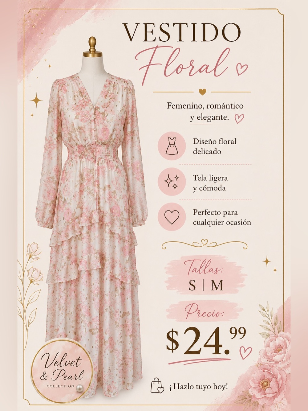 Floral Maxi Dress - Pink
